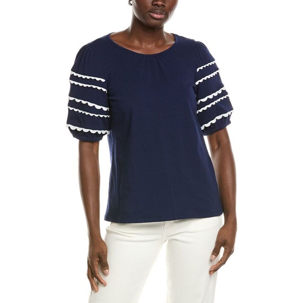 Jones New York Womens Elbow Sleeve Top, Blue